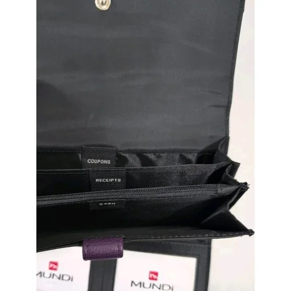 Mundi Purple Wallet File Master RFID Blocking Accordion Style Snap Closure - New - Picture 3 of 5
